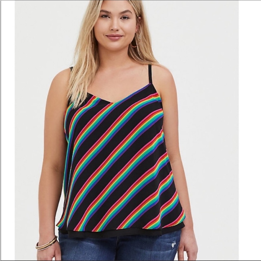 TORRID RAINBOW CHIFFON SOPHIE SWING CAMI - SZ 1 NWT